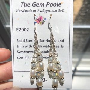 Pearl and Swarvowski crystal 925 Silver Earrings